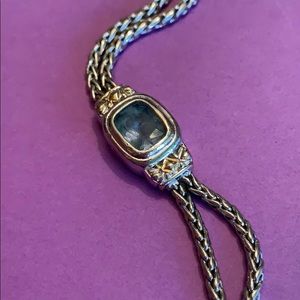 Nouveau double strand bracelet with blue stone